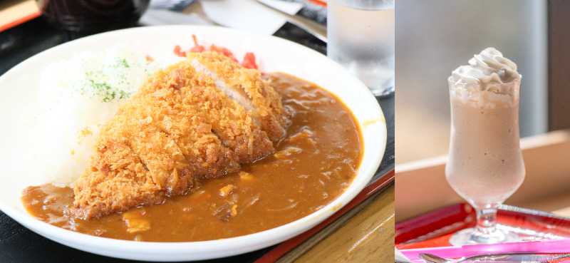 カツカレーとバナナシェイク