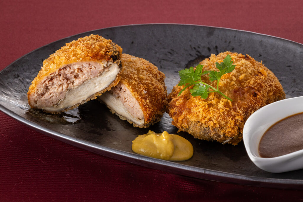 三春のジャンボ椎茸とあだたら豚極の爆弾ポーク