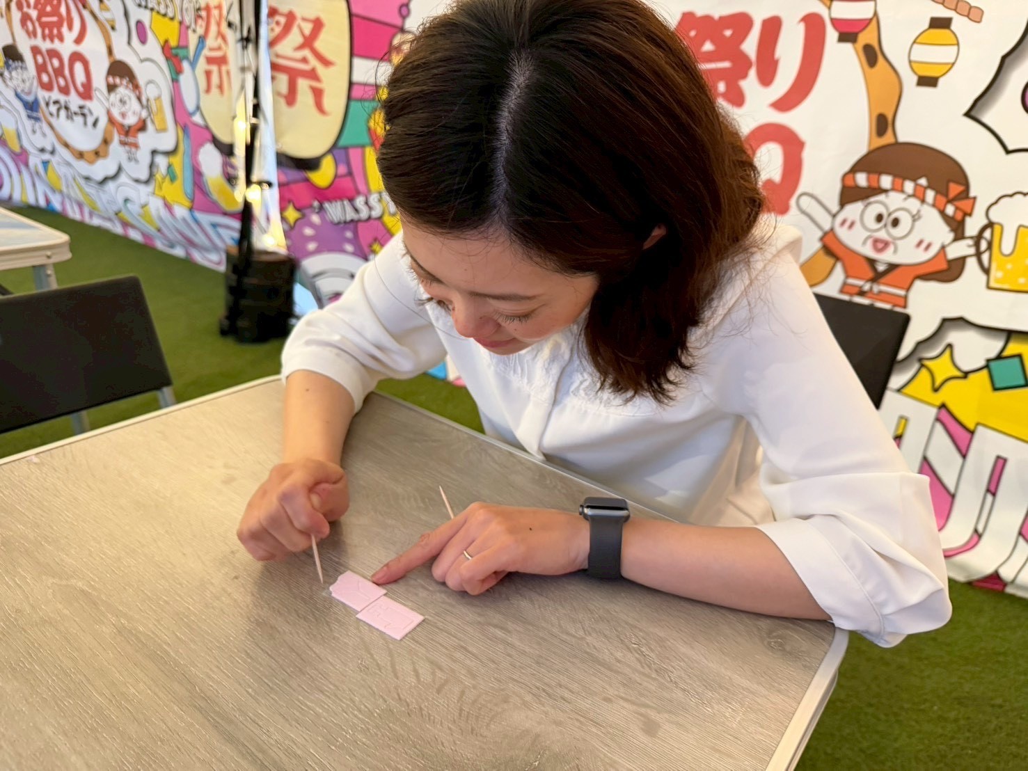アティ郡山BBQ型抜きの様子