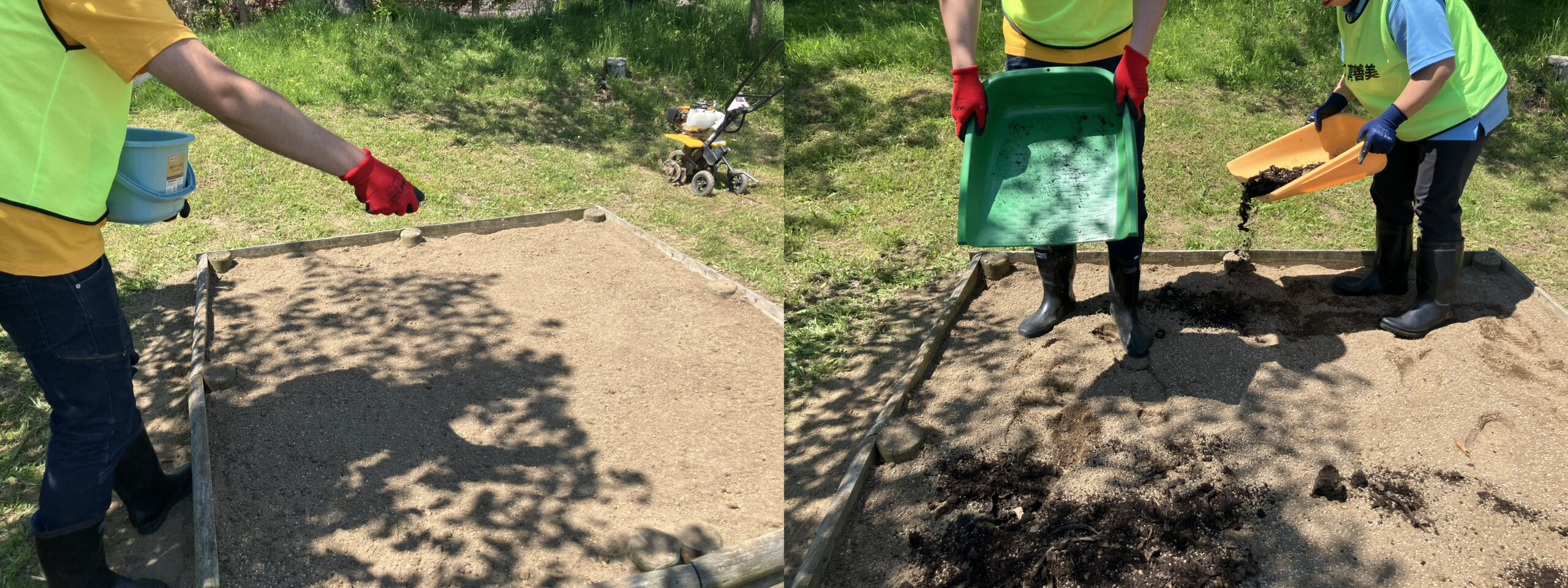 開成山公園花壇再生作業